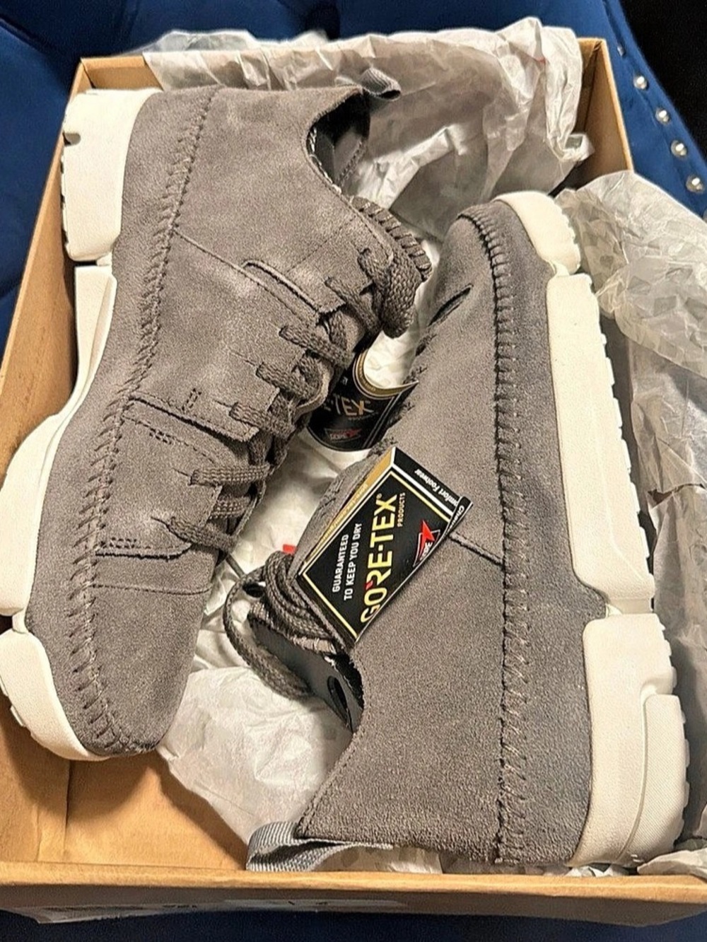 Clarks Originals Gray Trigenic Dry Suede Gore-Tex Shoes Mens Sz 7.5